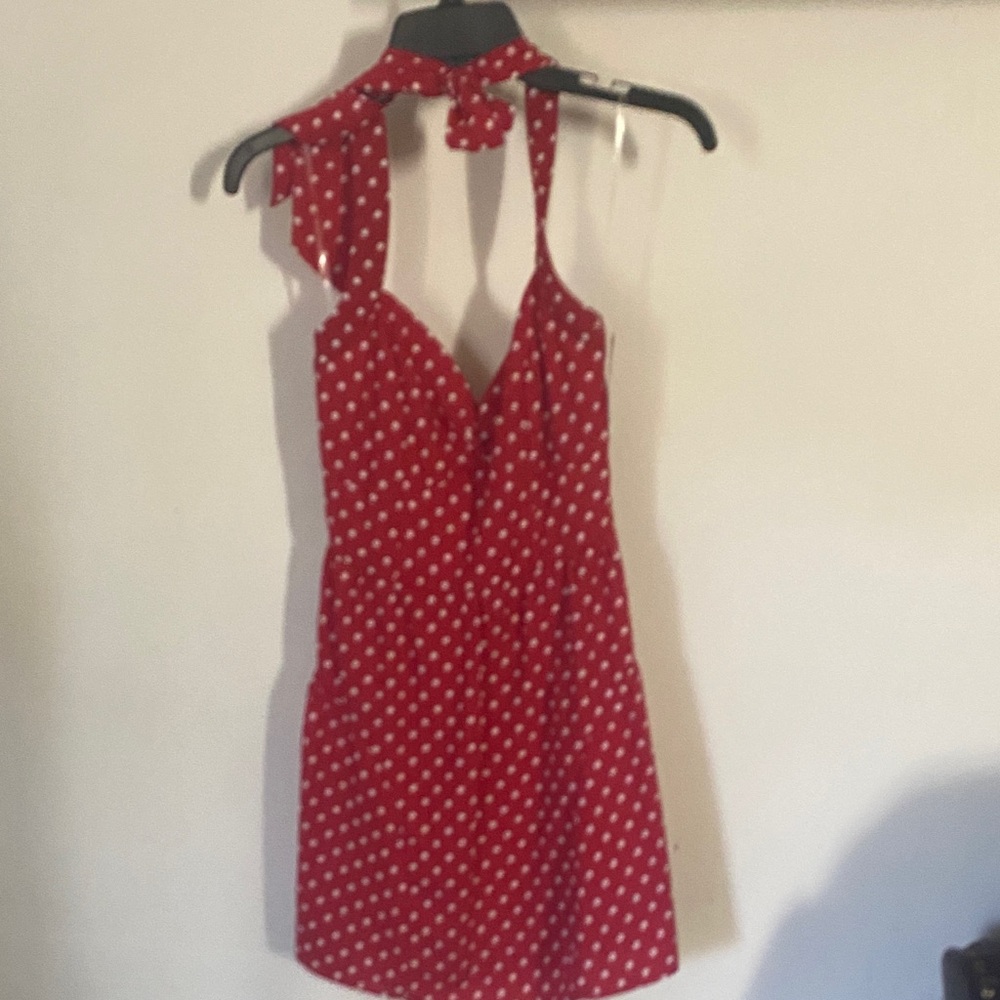 Trixxi Red Polka Dot Halter Mini Dress